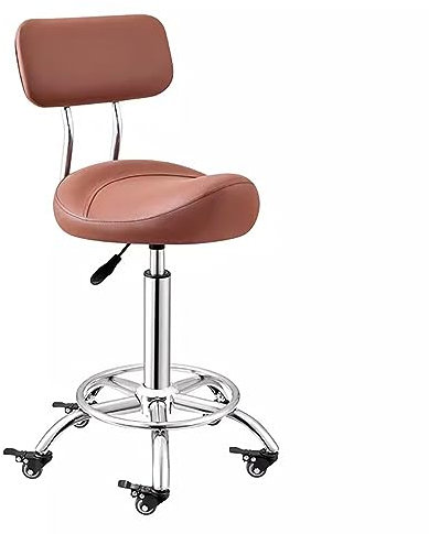 Ergonomischer Sattelhocker mit Rückenstütze und Fußstütze für Küche, Büro, Salon, Klinik, Braun, verstellbare Höhe 50 - 70 cm