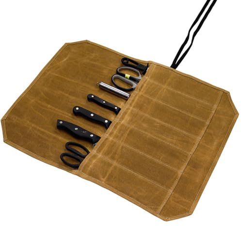 YZDZSW Knife Bag, Chef Knife Bag, Knife Roll Bag Chefs Knifes Roll Bag 7 Slots Waxed Canvas Bag Cutlery Tool Rolls Case for Camping Hold