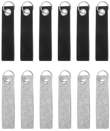 QUARKZMAN Filz Schlüsselanhänger mit Edelstahl Ring, Schlüsselanhänger Rohlinge Bunt Beschriftbare Filzanhänger für DIY Dekoration Taschen Hut