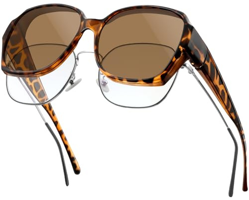MELLIEX Überzieh Sonnenbrille Damen Herren, Polarisiert Überbrille für Brillenträger, UV400 Schutz Quadratisch Sonnenbrille Über Normale Brille