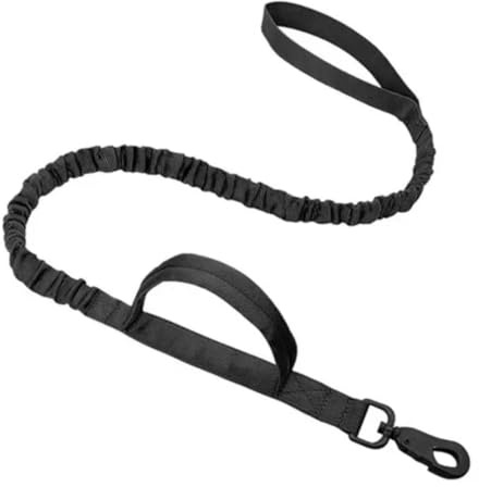 Dog Leashes for Large Dogs Heavy Duty Tactical Bungee Pet Training Leash with 2 Handles Walking Quick Release Accessories Elastic Dog Leash with Handle, Bungee Training Lead, (Black)