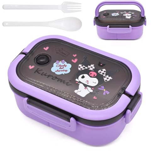 YCVBCY Kurommi Lunch Box Contenitore,Cartoon Lunch Box 1200 Ml Pranzo Prova Di Perdite Con Scomparti a Strati Con Contenitore Per Salse e Utensili Per Bambini Scuola Picnic 1