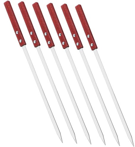 Toyvian 6pièces Brochettes Plates Acier Inoxydable Pour Barbecue Métal Avec Manche Lot Pour Rôtir Viande Et Légumes