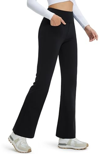 Comallan Thermo Leggings Damen Schlaghose Fleecefutter | Flared Leggings Damen,Sportleggins Damen Lang,Winter Warm Hose,Yogahose Wasserdicht High Waist mit Taschen