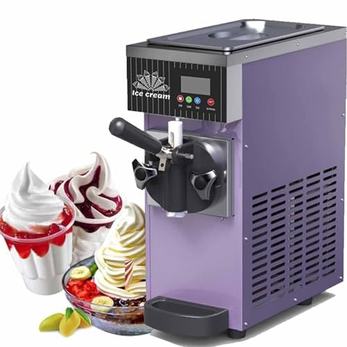Qiang Macchina per Gelato Soft Commerciale – Produzione 4-8 kg/H, 450 W/750 W, Display LED, Gelatiera, Erogatori a Compressore da Banco per Ristoranti E Gelaterie Purple-750W
