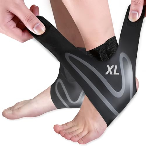 CharmChic 2 Piezas Tobillera Deportiva, Tobillera para Esguince, Tobilleras Estabilizadora Ajustable, para Hombre y Mujer, Antideslizante Férula Soporte Tobillo, XL