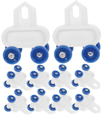 Yardenfun Corredores De Cortina De Repuesto Mini 20 Piezas De Plástico Azul, Rodillos Silenciosos De Polea Doble Curva para Riel De Cortina, Uso Doméstico y Oficina