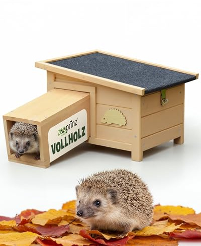 zooprinz Igelhaus Winterfest mit Boden und abnehmbarem Dach | Outdoor Igelhotel aus Holz, Bausatz ohne Werkzeug, geschützter Eingang, wetterfest konzipiert für den Garten