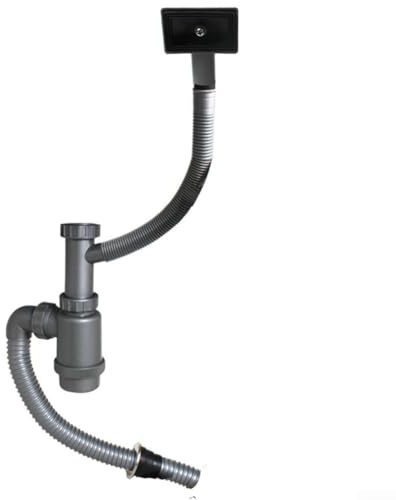 Shophubio Tuyau de vidange d'évier pour cuisine et salle de bain avec trop-plein, tuyau de vidange flexible, tube de vidange anti-fuite en acier inoxydable anti-odeur (carré)