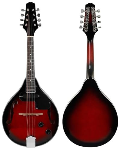 Mandolina Mandolina Eléctrica De 8 Cuerdas Con Borde Rojo Y Negro Estuche Adecuado Para La Práctica Principiantes(Mandolin)