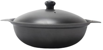 Ciieeo Olla de Barro para Pollo Estofado y Arroz, Cazuela Tapa de Hierro Fundido, Adecuado para Cocinar en Casa y Preparar Guisos Tradicionales
