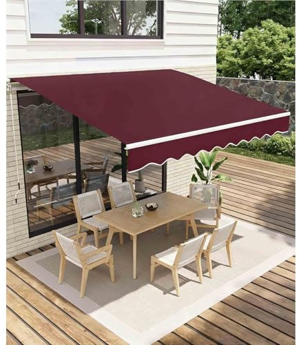 (Only Cloth) 2.0m 2.5m 3.0m 3.6m 4m 5m Awning Fabric Replacement Fabric, Waterproof Oxford with Valance Durable With Uv Protection, for Courtyard, Balcony, Restaurant,004,2.5x2m(8.2x6.5ft)