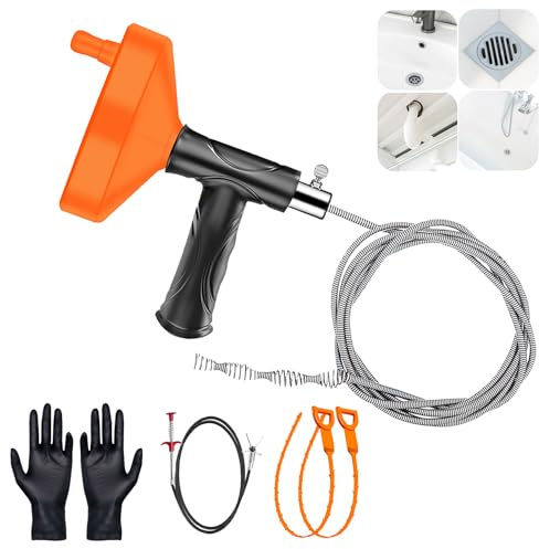 10M Rohrreinigungsspirale Abflussschlange, Abflussreiniger Spirale für Waschbecken WC Dusche und Badewanne, Flexible Spirale zur Abfluss Rohrreinigung gegen Haarverstopfungen und Bodenabläufe