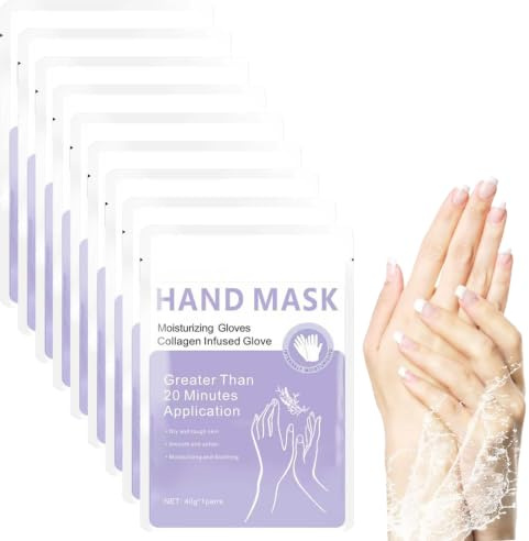 Avvchuy 10 Pairs Hand Mask Gloves, Moisturising Gloves for Dry Hands Repair, Super Hydrating Hand Moisturiser Gloves to Revive Rough & Cracked Skin