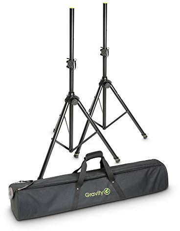 Gravity SS 5212 B SET 1 - Set aus 2 Stahl Boxenständern mit Transporttasche, zwei Lautsprecherstative, schwarz