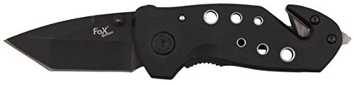 MFH Einhand Klappmesser mit gelochtem Griff und Gurtschneider Glasbrecher Taschenmesser Outdoormesser Samurai Mittelalter