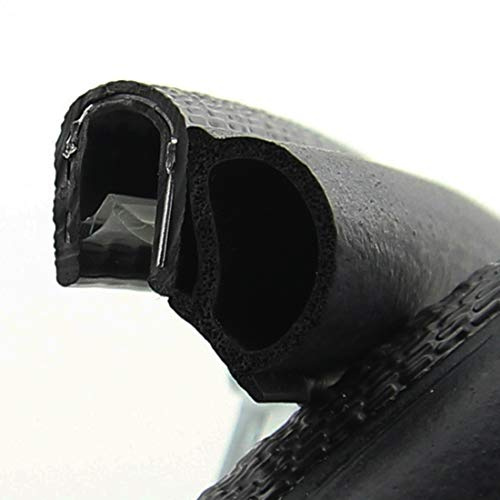 SMI-Dichtungsprofil DS12 für 1-4mm PVC mit Stahleinlage/EPDM Moosgummi selbstklemmend ohne Kleber - Kantenschutz mit Dichtung seitlich, Kantenschutzdichtprofil für Auto, Kofferraum (5 m)
