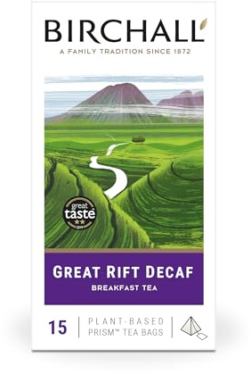 Birchall Great Rift Decaf Blend Tea Bags, English Breakfast Tea Bursting with Full Flavour, 15 Plant-Based Prism Tea Bags