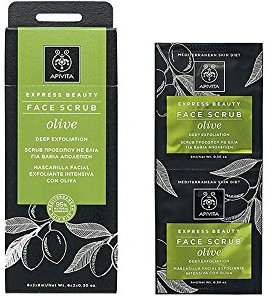 Apivita Express Beauty Scrub Viso Esfoliante e Idratante all'Oliva, 2 Pezzi da 8 ml