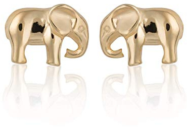 Lily Charmed - 925 Sterling Silver Elephant Stud Earrings, 18ct Gold Plated