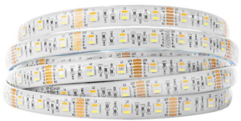 BTF-LIGHTING RGBCCT 5 Colors in 1 LED 5050SMD RGBWW RGB+Dimmable Tunable Color Temperature 2700K-6500K 16.4ft 60LEDs/m 300LEDs DC12V Multi-Colored Tape Lights IP65 White PCB(No Adapter or Controller)