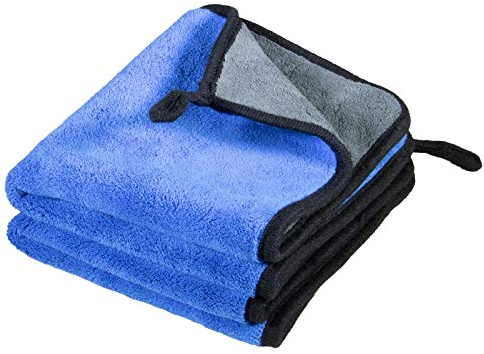 cosey - 2er Pack, Premium Mikrofaser-Poliertuch für empfindliche Lack-Oberflächen, 30x40cm, blau-grau
