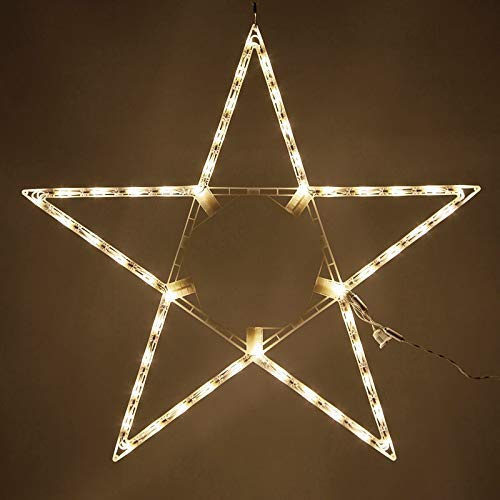 32 Lighted Christmas Star Outdoor Star Light, Warm White LED Christmas Star Decoration Folding Outdoor Star Decor