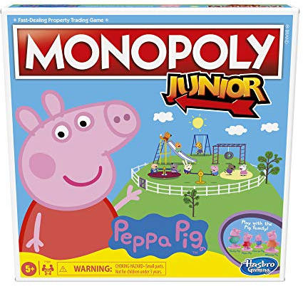 Hasbro Gaming Monopoly Junior: Peppa Pig Edition, Brettspiel für 2–4 Spieler, Indoor-Spiele für Kinder, Peppa Wutz-Spielzeug und Spiele, ab 5 Jahren