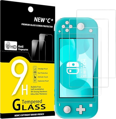 NEW'C 3 Stück für Nintendo Switch lite für Panzerglas, Frei von Kratzern, 9H Härte, HD Displayschutzfolie, 0.33mm Ultra-klar, Ultrabeständig