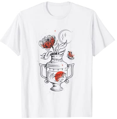 Tattoo Blumenvase Mond Chrysantheme Blume T-Shirt