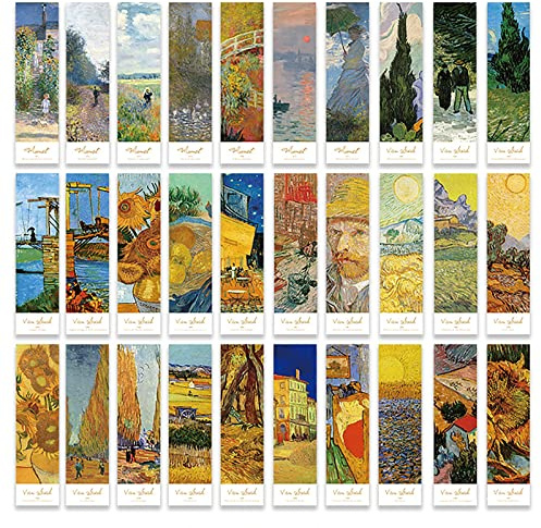Doraking 30PCS Van Gogh Art Works Paper Bookmarks for Book Lovers, Boxed Famous Print Bookmarks Set (Painting)