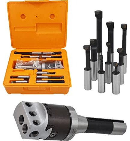 raseparter 2In Boring Head Set, 9-Pack Carbide Boring Bar Set, R8 Shank 1/2In Milling Milling Machine Accessories