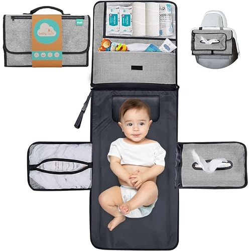 Sac à langer bébé de voyage XL. Ce sac pour changer les couches est un sac démontable avec 6 pochettes ou trousses pour les affaires de bébé. Sac à langer pliable Imperméable (Pack Normal (Noir))