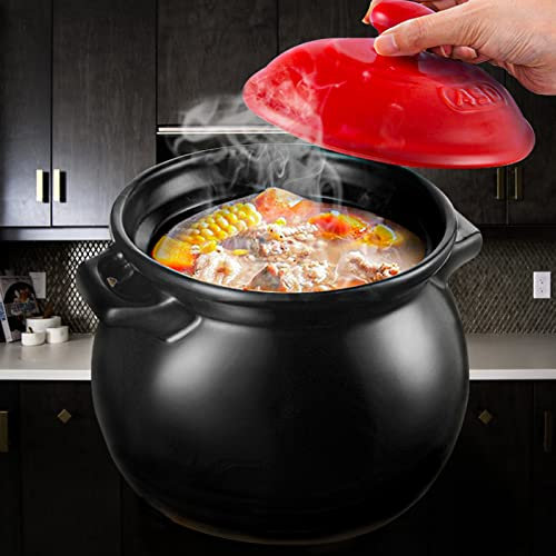 SHALOLY Cocottes avec couvercles Cocotte en émail résistant au Four avec Couvercle Terrines, ustensiles de Cuisine sains Marmite à ragoût avec Couvercle,Black-4.6L (Black 2.5L)