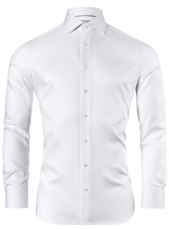 Vincenzo Boretti Camicia, Slim-Fit/Taglio Aderente, Twill, Polsini risvoltati - Super Non-Stiro Bianco 39-40