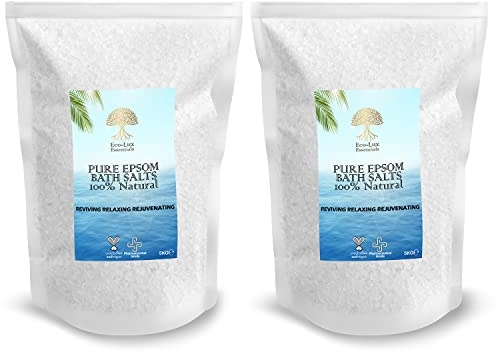 Eco-Lux 100% Pure Natural Epsom Salts Premium Magnesium Sulphate Bath Soak Reviving, Rejuvenating, Relaxing, calming muscle soak therapy (10KG (2x5kg))