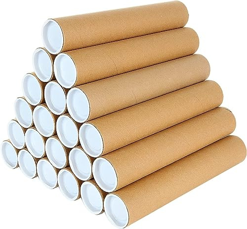 ACXFOND 20-Pack Mailing Tubes 12x2 inch Long Cardboard Poster Tubes, Shipping Tubes, Kraft Paper Poster PaperTube for Shipping, Transporting, Storage