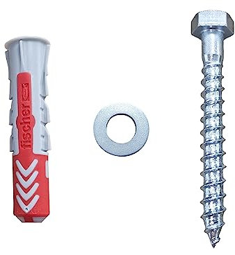 Gedotec Schrauben-Set Athena für gelochte & gebohrte Schwerlastkonsolen und Konsolenträger I Schrauben mit Dübel I Stahl Silber I 10er Set - Befestigungsmaterial zum Schrauben