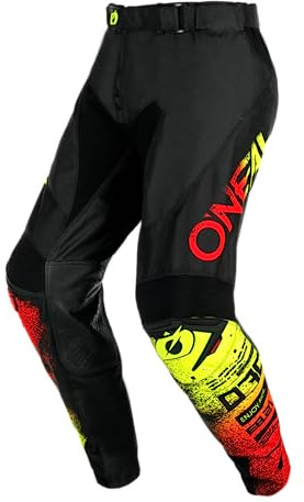O'NEAL Pantalones Motocross Enduro Tejidos Denier Duraderos, Gran Libertad de Movimientos, Ajuste Atlético Pantalones Mayhem Scarz V.24 Adulto Negro Rojo Talla 36