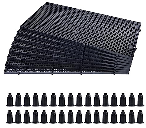 ALEGI Plastic Grid Divider Tray Egg Crate Louvre Aquarium Fish Tank Bottom Isolation with Bracket (8pcs Black)