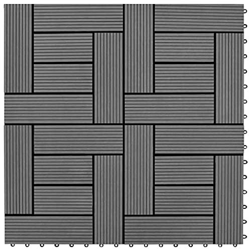 Homgoday Terrassenfliesen für Terrassendielen, 22 Stück, 30 x 30 cm, 2 m², aus WPC, grau, für Garten, Terrasse, Außenbereich, Innenbereich