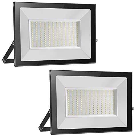 Probapro 150W Focos LED Exterior 2 Pcs - Proyector LED 15000LM IP65 Impermeable, 3000K Blanco Cálido para Jardín, Patio, Garaje, Terraza | Foco Exterior Seguridad con Alta Luminosidad