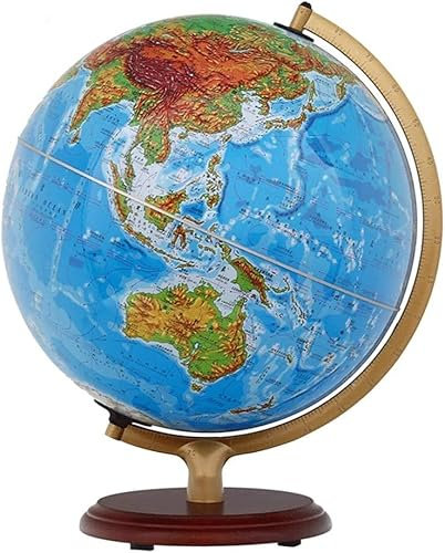 Practical World Globe with Wood Stand 2 in 1 Illuminated Globes 12.5 Inch Large Globe of The World Night Light with Political Map Decorative