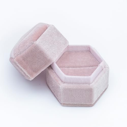 TRIXES Scatola per anelli in velluto rosa – Elegante portagioie – per proposta di fidanzamento – Scatola regalo di nozze