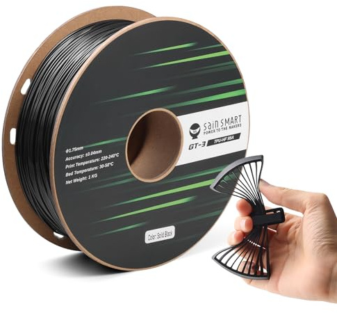 SainSmart High Flowability Solid Color TPU Filament 1.75mm für Hochgeschwindigkeitsdruck 500 mm/s, 1kg, Schwarz