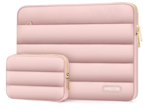 MOSISO Laptop Hülle Tasche 13,3 Zoll, 13-13,3 Zoll Puffy Laptoptasche | Weich, Wasserdicht, Stoßfest für 13-14 MacBook Air M5 M4 M3 M2 M1/Neo (A18)/Pro 14, HP Dell Lenovo Surface, Rosa