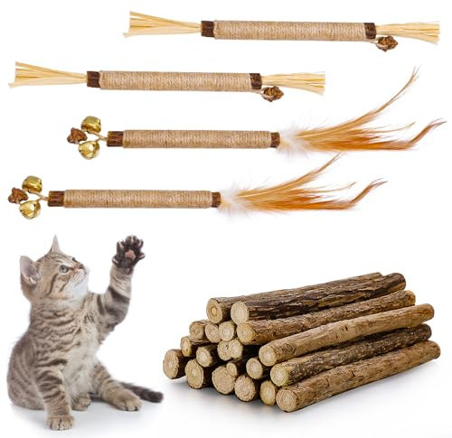 Halinuia 24 Stück Kaustangen Katze Stick Katze Knabberstangen Katzen Sticks Kitten Spielzeug zur Zahnreinigung Katzen Dental Kausticks Cat Chewing Toy