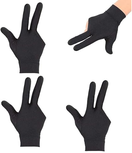 Ryaupy 4 Stück Billard Handschuh 3 Finger Professionelle Snooker Handschuhe,Cue Shooter Pool Handschuhe Linke, Schützen Sport Zubehör für Frauen Männer Billard Schützen Sport Zubehör
