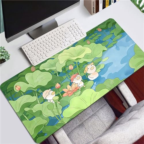 XXL Gaming Mauspads 1200x600x2mm Grüne Tiere Mauspad Groß Schreibtischunterlage Langlebig und Anti-Rutsch mit vernähte Kanten für Home Office Arbeit Spiel