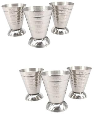 Cabilock 2 Set Da 75 Ml Di Misurino in Acciaio Inossidabile Jigger Bar Shot Cup Quantità Per Bevande Miste 3 Pezzi * 2